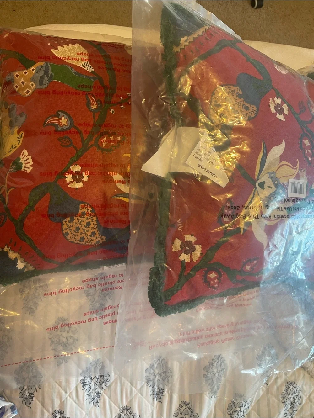 2 Target Threshold™ Square Floral Throw Pillow Red Decorative Garden Pattern NEW